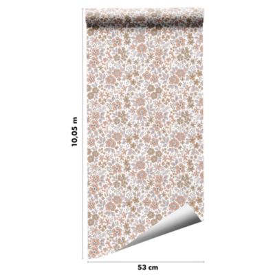 Papier peint pré-encollé vinyle intissé fleuri rose Easy Roll GoodHome Lovko l.53 x H.1005 cm