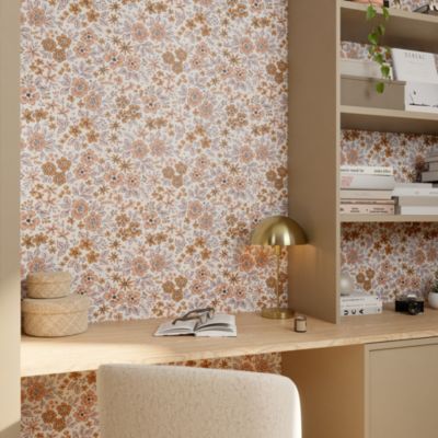 Papier peint pré-encollé vinyle intissé fleuri rose Easy Roll GoodHome Lovko l.53 x H.1005 cm