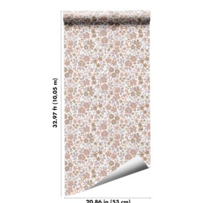 Papier peint pré-encollé vinyle intissé fleuri rose Easy Roll GoodHome Lovko l.53 x H.1005 cm