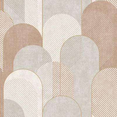 Papier peint pré-encollé vinyle intissé géométrique Easy Roll GoodHome Albury rose l.53 x H.1005 cm