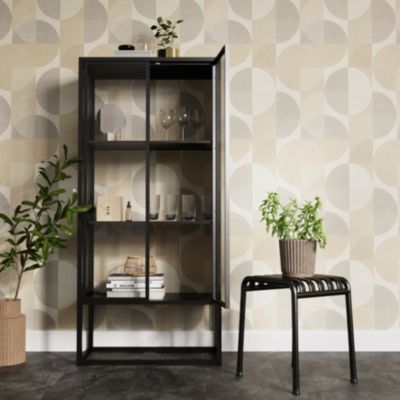 Papier peint pré-encollé vinyle intissé géométrique Easy Roll GoodHome Antilia beige l.53 x H.1005 cm