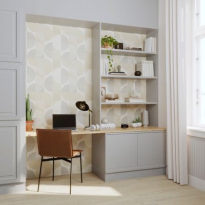Papier peint pré-encollé vinyle intissé géométrique Easy Roll GoodHome Antilia beige l.53 x H.1005 cm