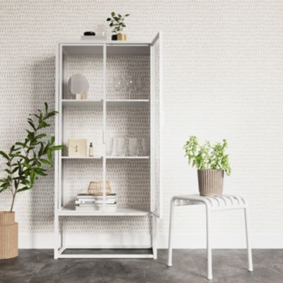 Papier peint pré-encollé vinyle intissé géométrique Easy Roll GoodHome Ascott beige l.53 x H.1005 cm
