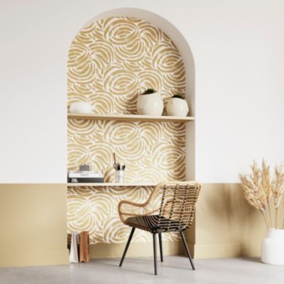 Papier peint pré-encollé vinyle intissé géométrique Easy Roll GoodHome Aubrey beige l.53 x H.1005 cm