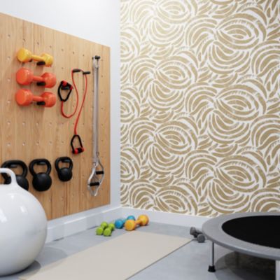 Papier peint pré-encollé vinyle intissé géométrique Easy Roll GoodHome Aubrey beige l.53 x H.1005 cm