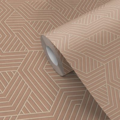 Papier peint pré-encollé vinyle intissé géométrique Easy Roll GoodHome Bamford rose l.53 x H.1005 cm