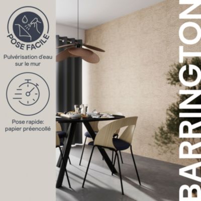 Papier peint pré-encollé vinyle intissé géométrique Easy Roll GoodHome Barrington beige l.53 x H.1005 cm
