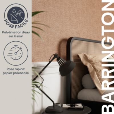 Papier peint pré-encollé vinyle intissé géométrique Easy Roll GoodHome Barrington rose l.53 x H.1005 cm