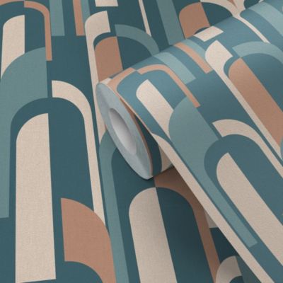 Papier peint pré-encollé vinyle intissé géométrique Easy Roll GoodHome Bibury bleu l.53 x H.1005 cm