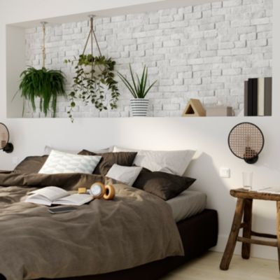 Papier peint pré-encollé vinyle intissé imitation mur de brique Easy Roll GoodHome Alfreton gris l.53 x H.1005 cm