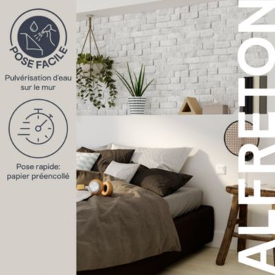 Papier peint pré-encollé vinyle intissé imitation mur de brique Easy Roll GoodHome Alfreton gris l.53 x H.1005 cm