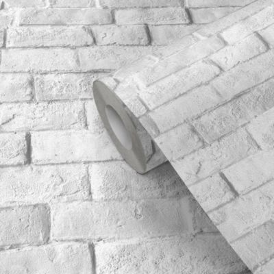 Papier peint pré-encollé vinyle intissé imitation mur de brique Easy Roll GoodHome Alfreton gris l.53 x H.1005 cm