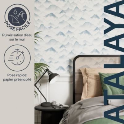 Papier peint pré-encollé vinyle intissé paysage Easy Roll GoodHome Atalaya bleu l.53 x H.1005 cm