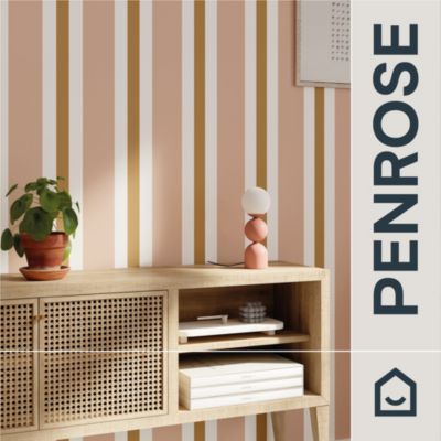 Papier peint pré-encollé vinyle intissé rayures rose Easy Roll GoodHome Penrose l.53 x H.1005 cm