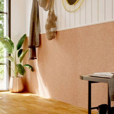 Papier peint pré-encollé vinyle intissé uni Easy Roll GoodHome Aradi rouge l.53 x H.1005 cm