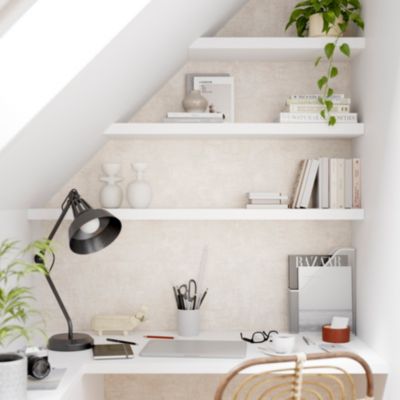 Papier peint pré-encollé vinyle intissé uni Easy Roll GoodHome Bagatelle beige l.53 x H.1005 cm