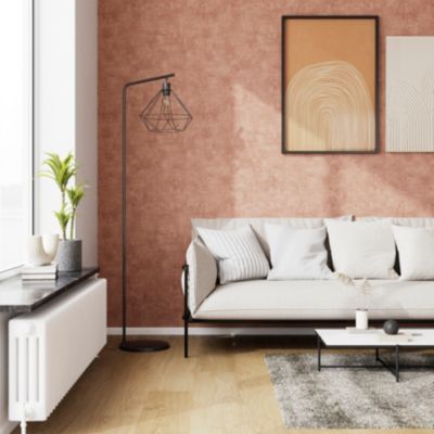 Papier peint pré-encollé vinyle intissé uni Easy Roll GoodHome Bagatelle rose l.53 x H.1005 cm