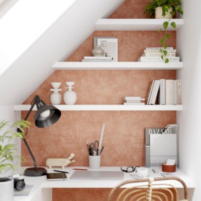 Papier peint pré-encollé vinyle intissé uni Easy Roll GoodHome Bagatelle rose l.53 x H.1005 cm