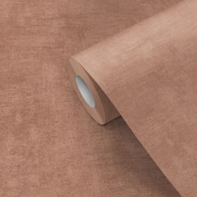 Papier peint pré-encollé vinyle intissé uni Easy Roll GoodHome Bagatelle rose l.53 x H.1005 cm