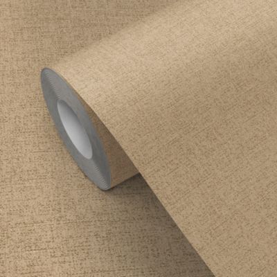 Papier peint pré-encollé vinyle intissé uni Easy Roll GoodHome Pufos beige l.53 x H.1005 cm