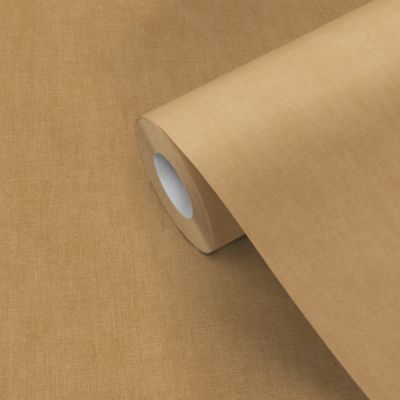 Papier peint pré-encollé vinyle intissé uni jaune moutarde Easy Roll GoodHome Coppins l.53 x H.1005 cm