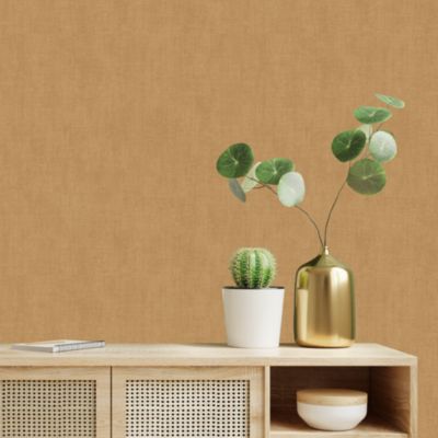 Papier peint pré-encollé vinyle intissé uni jaune moutarde Easy Roll GoodHome Coppins l.53 x H.1005 cm