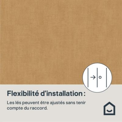 Papier peint pré-encollé vinyle intissé uni jaune moutarde Easy Roll GoodHome Coppins l.53 x H.1005 cm
