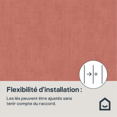 Papier peint pré-encollé vinyle intissé uni terracotta Easy Roll GoodHome Coppins l.53 x H.1005 cm
