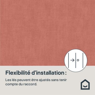 Papier peint pré-encollé vinyle intissé uni terracotta Easy Roll GoodHome Coppins l.53 x H.1005 cm
