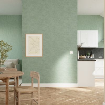 Papier peint pré-encollé vinyle intissé uni vert d'eau Easy Roll GoodHome Coppins l.53 x H.1005 cm