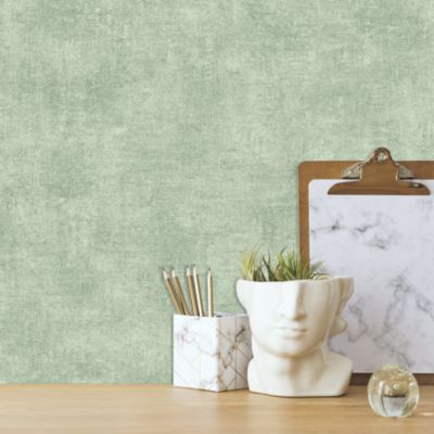 Papier peint pré-encollé vinyle intissé uni vert pailleté Easy Roll GoodHome Bagatelle l.53 x H.1005 cm