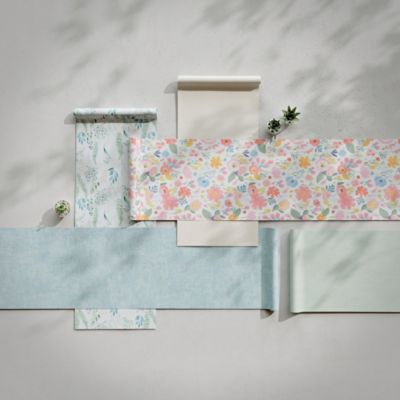Papier peint pré-encollé vinyle intissé uni vert pailleté Easy Roll GoodHome Bagatelle l.53 x H.1005 cm