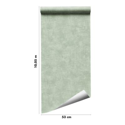 Papier peint pré-encollé vinyle intissé uni vert pailleté Easy Roll GoodHome Bagatelle l.53 x H.1005 cm