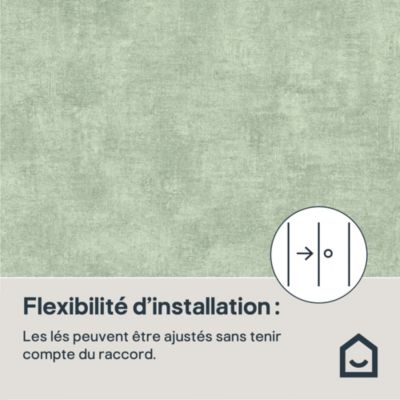 Papier peint pré-encollé vinyle intissé uni vert pailleté Easy Roll GoodHome Bagatelle l.53 x H.1005 cm