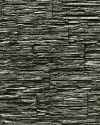 Papier peint quartzite ardoise en relief 1003-34 vinyle très résistant aspect pierre gris foncé anthracite