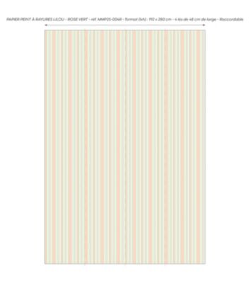Papier peint à rayures Lilou - Rose vert - Rose