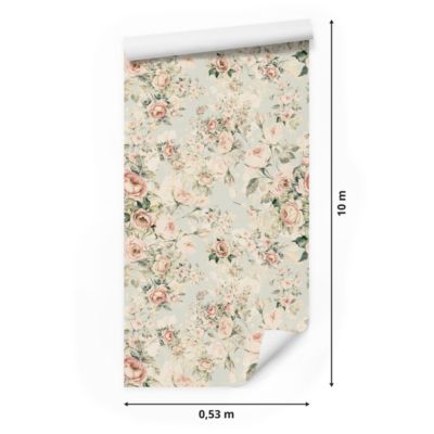 Papier Peint ROSES Fleurs Rétro Nature Pour Chambre