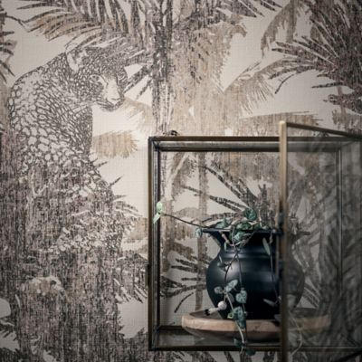Papier peint Savana vinyle intissé léopard beige taupe