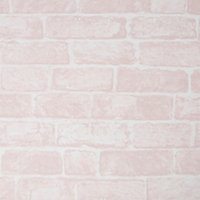 Papier peint support papier Briques L.1000 x l.53cm rose