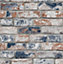 Papier peint support papier Briques vintage L.1000 x l.53cm bleu, ocre
