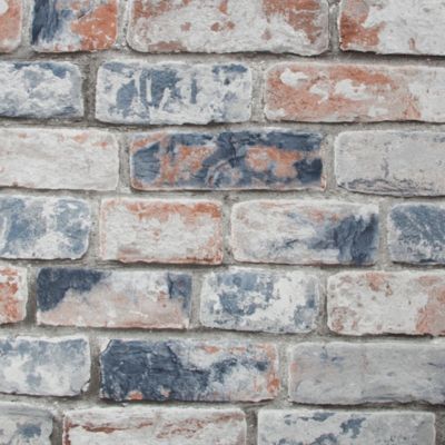 Papier peint support papier Briques vintage L.1000 x l.53cm bleu, ocre