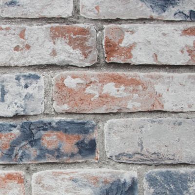 Papier peint support papier Briques vintage L.1000 x l.53cm bleu, ocre