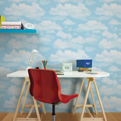 Papier peint support papier Nuages L.1005 x l.52cm bleu