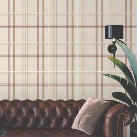 Papier peint vinyl intissé Bensimon carreau beige L.1005 x l.53cm Lutèce