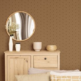 Papier peint vinyl intissé Fibre d'or canelle L.1005 x l.53cm Lutèce