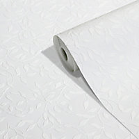 Papier peint vinyle expansé sur intissé Kerria GoodHome blanc