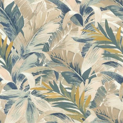 Papier peint vinyle expansé intissé feuillage exotique beige l.53 x H.1005 cm Rasch Exotic Beige