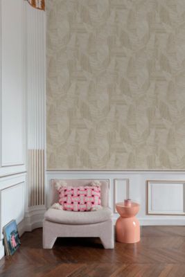Papier peint vinyle expansé intissé géométrique effet parquet Talenso chêne clair L.1005 x l.53cm Grandeco