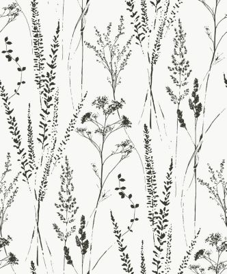 Papier peint vinyle expansé intissé Grandeco Halm Grass noir/blanc