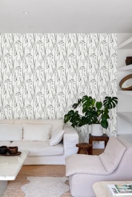 Papier peint vinyle expansé intissé Grandeco Halm Grass noir/blanc